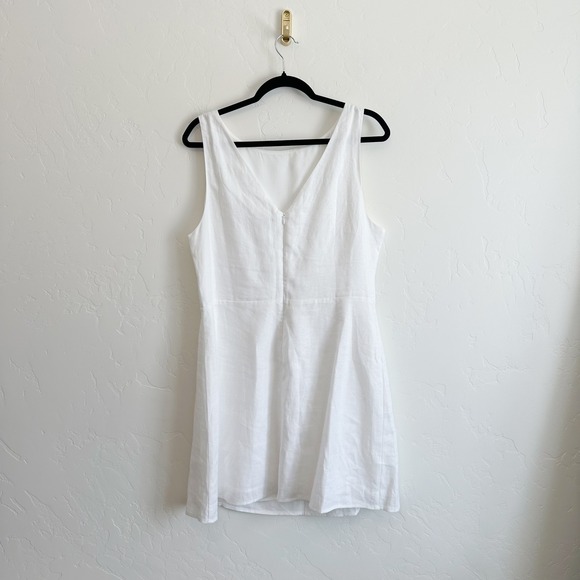 Reformation | Zenni 100% Linen Boat Neck Mini Dress in White - Picture 7 of 9